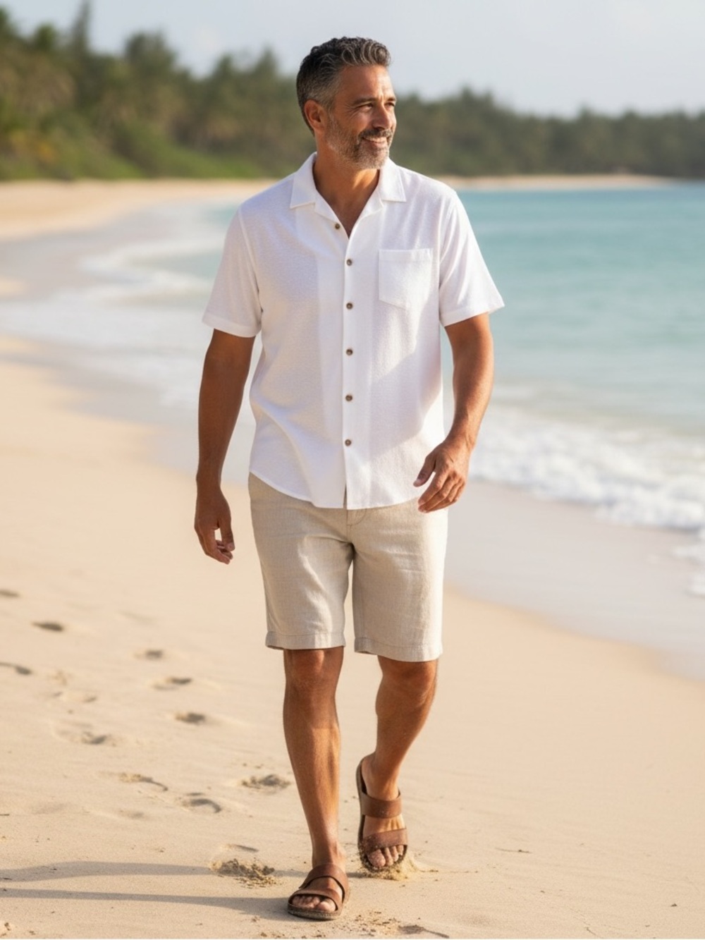 COOFANDY Men’s XL White Linen Blend Shirt